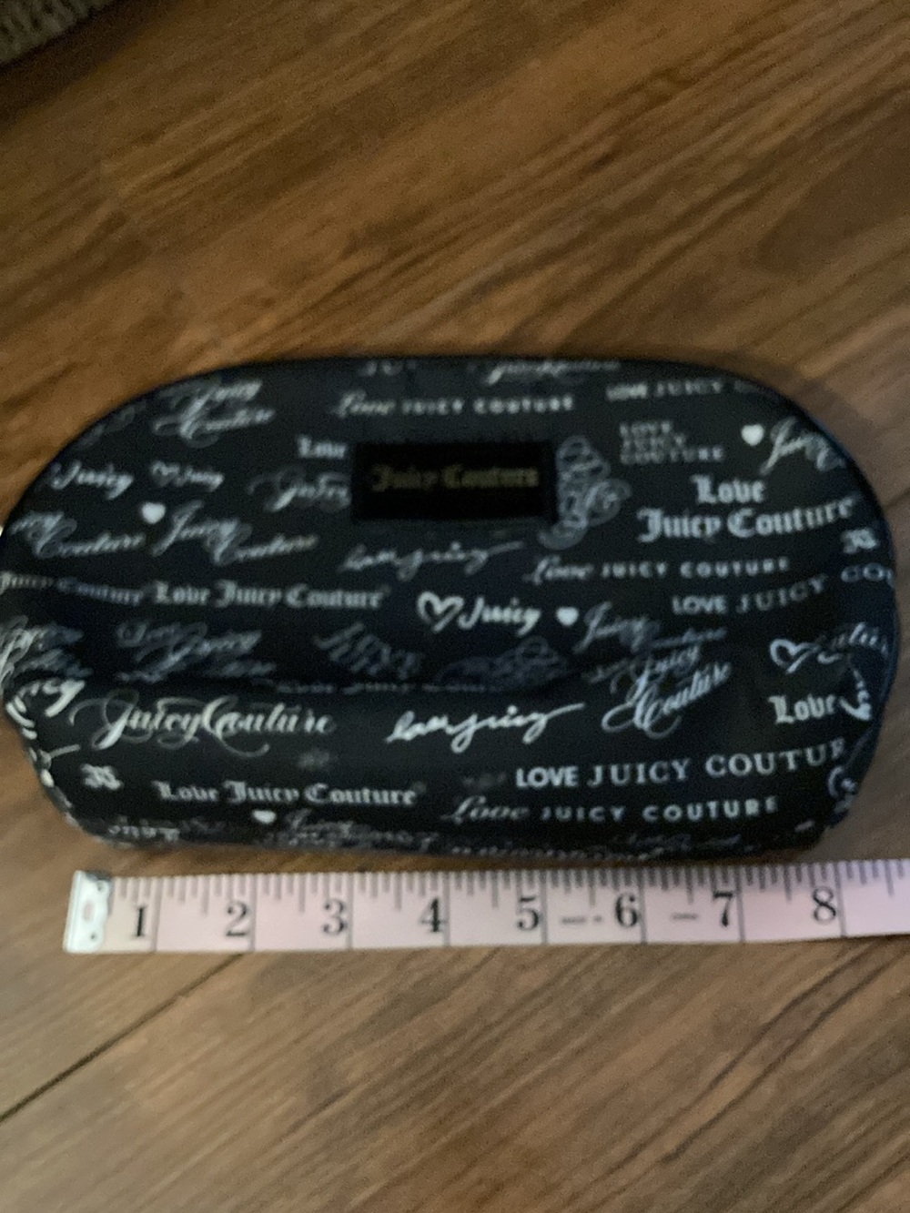 Juicy Couture Black and White Logo Print Cosmetic Case